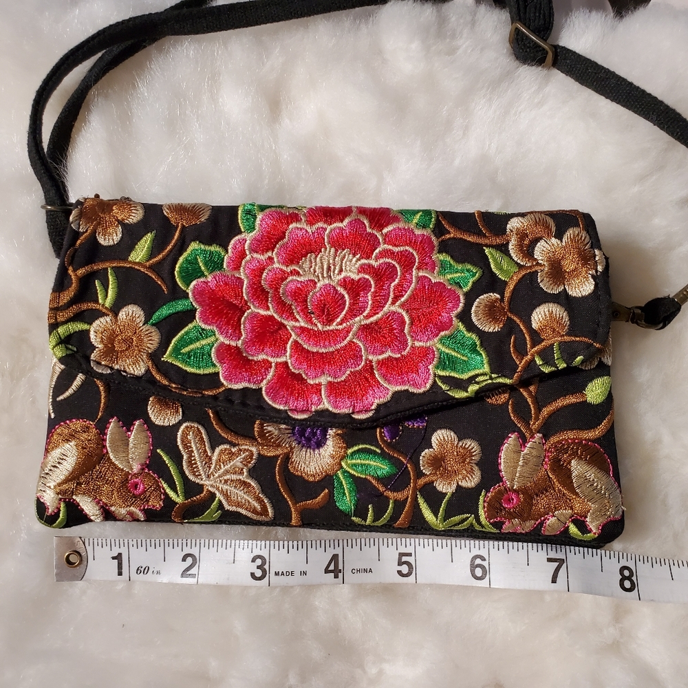 Embroidered crossbody small bag